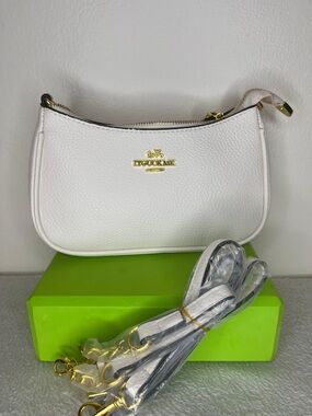 Mini faux leather and gold hardware shoulder bag two ways to use